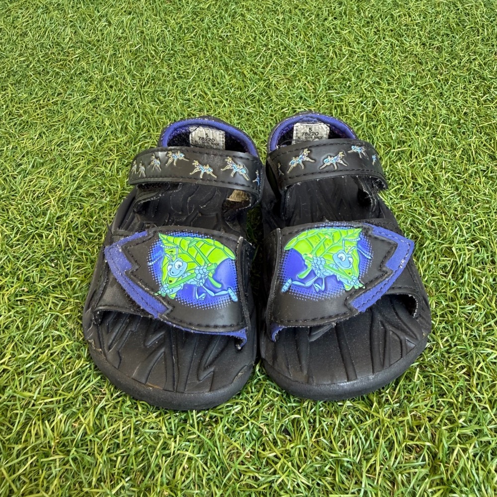 Vintage 90s Disney Pixar A Bugs Life Flik Sandals Kids Size 5 Black Blue Kidcore